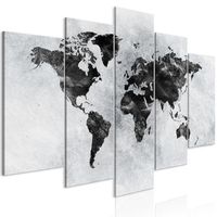 Schilderij - Wereld in multi-gekleurd, wereldkaart, 5 luik