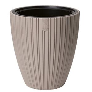 Form Plastic Plantenpot/bloempot Mika - kunststof - taupe - D30 x H32 cm - met binnenpot