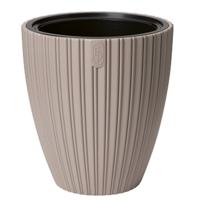 Form Plastic Plantenpot/bloempot Mika - kunststof - taupe - D30 x H32 cm - met binnenpot - thumbnail