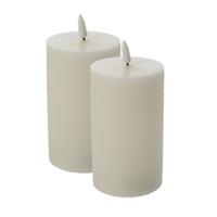 Firenze Home LED kaars - 2x - creme wit - D7,5 x H12,5 cm - met timer - stompkaarsen