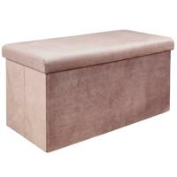 Hocker/poef opvouwbaar - oud roze - Velvet - polyester/MDF - 76 x 38 cm
