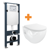 Linie Waldo hangend toilet hoogglans wit open spoelrand met Linie Ilana inbouwreservoir - thumbnail