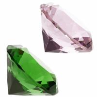 Nep edelstenen / diamanten - van glas - 4 cm doorsnede - roze en green - decoratie of speelgoed