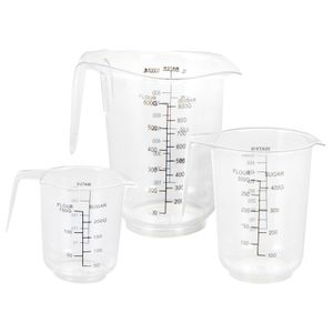 Set van 6x stuks maatbekers transparant 250 ml - 500 ml - 1000 ml