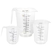 Set van 6x stuks maatbekers transparant 250 ml - 500 ml - 1000 ml - thumbnail