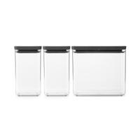 Brabantia tasty+ voorraadbussen 1,6 + 1,6 + 3,5 liter dark grey Brabantia tasty+ voorraadbussen 1,6 + 1,6 + 3,5 liter dark grey