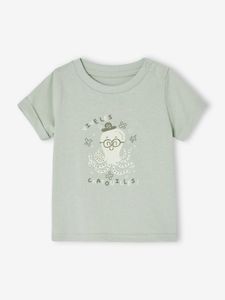 Babyshirt mini totem korte mouwen blauwgroen