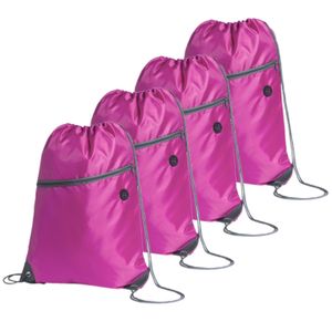 Sport gymtas/rugtas/draagtas - 4x - roze met rijgkoord 34 x 44 cm van polyester