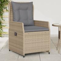 Tuinstoelen 2 st verstelbaar poly rattan beige