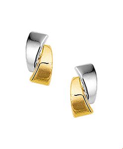 Oorknoppen Fantasie geel-en witgoud 4 x 7 mm