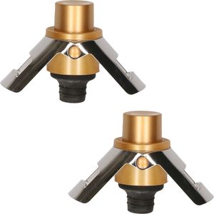 Champagnefles stopper/afsluiter - 2x - 4 x 4 x 4 cm - Champagnedop - RVS/Rubber