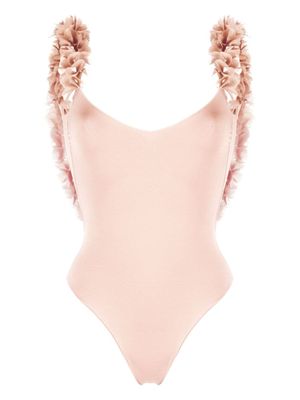 La Reveche maillot de bain à fleurs appliquées - Rose
