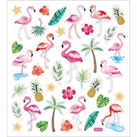 Flamingo thema kinder stickers gekleurd 37 stuks