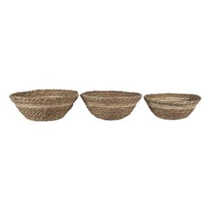 Clayre & Eef Opbergmand Set van 3 Ø 25x10 cm Bruin Zeegras Rond Mand