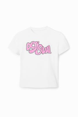 T-shirt met korte mouwen en stras - WHITE - XXL