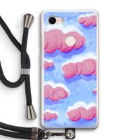 Roze wolken met vogels: Pixel 3 Transparant Hoesje met koord