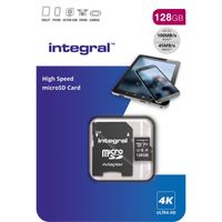 Integral INMSDX128G-100V30 128GB MICRO SD CARD MICROSDXC UHS-1 U3 CL10 V30 A1 UP TO 100MBS READ 45MBS WRITE MicroSD UHS-I - thumbnail