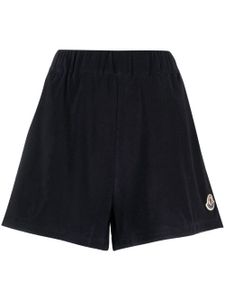 Moncler short en velours à patch logo - Bleu