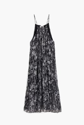 Halterjurk met bloemenillustraties - BLACK - M