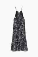 Halterjurk met bloemenillustraties - BLACK - M