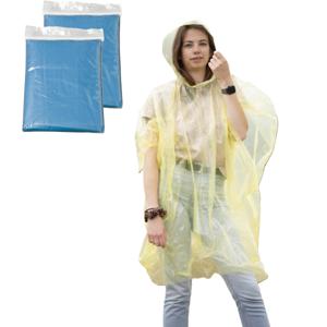 Regenponcho - 2x - blauw transparant - wegwerp - voor volwassenen - one size fitts all - capuchon