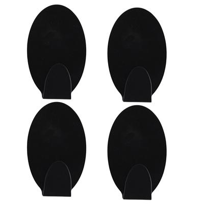 Excellent houseware ophang haakjes - zelfklevend - ovaal - zwart - 4x stuks - rvs