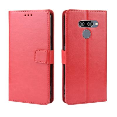 Retro Crazy Horse textuur horizontale Flip lederen case voor LG K50/LG q60 met houder & kaartsleuven & fotolijstjes (rood)