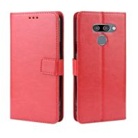 Retro Crazy Horse textuur horizontale Flip lederen case voor LG K50/LG q60 met houder & kaartsleuven & fotolijstjes (rood)