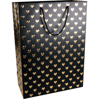 Tas | Love | Papier | 30x 12x42cm | draagtas | zwart/goud | 40 stuks