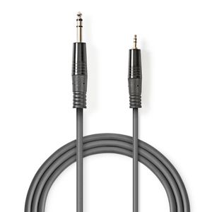 Stereo audiokabel | 6,35 mm male - 3,5 mm male | 1,5 m | Grijs