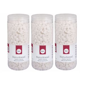 3x stuks kokers met witte decoratie steentjes kiezel 475 ml