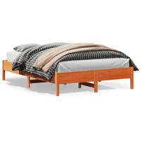 Bedframe zonder matras massief grenenhout wasbruin 140x200 cm
