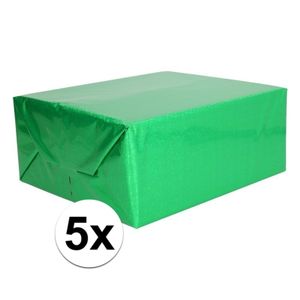 5x Groene metallic glitterfolie 150 cm