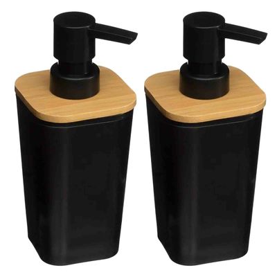2x Stuks Zeeppompjes/zeepdispensers van kunststeen - zwart - 300 ml