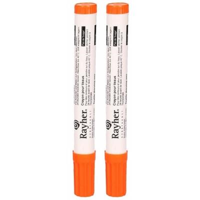 2x stuks rayher hobby textielstift - dikke punt - oranje - 2-4 mm - tekenen/knutselen