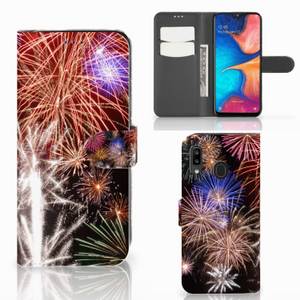 Samsung Galaxy A30 Wallet Case met Pasjes Vuurwerk