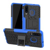 Band textuur TPU + PC schokbestendig telefoon geval voor Galaxy A50/A20/A30 met houder (blauw)