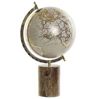 Decoratie wereldbol/globe goud/bruin op metalen voet 22 x 41 cm