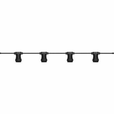 LED prikkabel zwart 10 fittingen E27 10m stekkerklaar