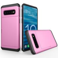 Schokbestendig robuuste Armor beschermende case voor Galaxy S10 met kaartsleuf (roze)