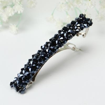 Mode meisjes Headwear Crystal Rhinestone elastische Hair clip haaraccessoires (donkerblauw)