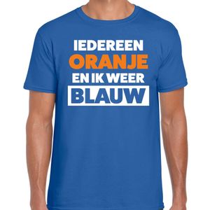 Iedereen oranje ik blauw t-shirt blauw voor heren - Koningsdag shirts