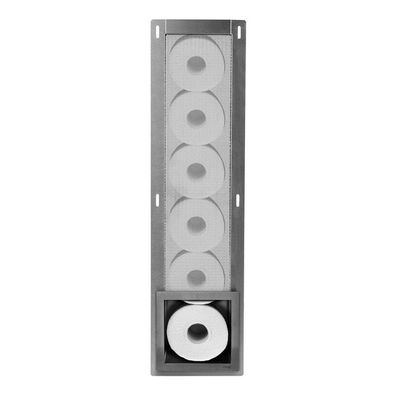Looox Closed Inbouw Reserverolhouder 17.3x74x14cm - 6 rollen - RVS geborsteld cl1