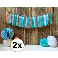 2x Kwast tassel slingers mint groen 5 meter