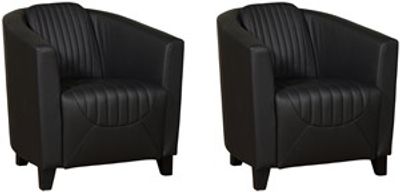 Set van 2 Zwarte leren landelijke kuipstoel Press Special - poot hout zwart - Toledo Leer Nero (zwart leer)