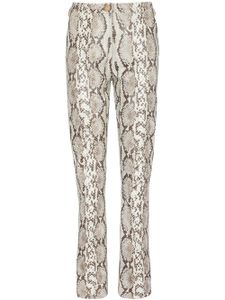 Balmain pantalon droit en cuir à effet peau de serpent - Marron