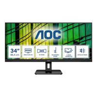 AOC Essential-line U34E2M LED-monitor Energielabel F (A - G) 86.4 cm (34 inch) 3440 x 1440 Pixel 21:9 4 ms HDMI, DisplayPort, Audio-Line-out VA LED - thumbnail