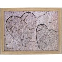 Laptray/schoottafel houten/harten print 43 x 33 cm - Dienbladen - thumbnail