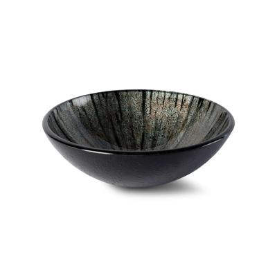 Waskom Luca Sanitair Vetro Rond 42x42x14,5 Gehard Glas Incl. Wastafelhouder Multicolor-Black Luca Sanitair