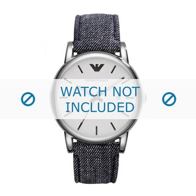 Horlogeband Armani AR1696 Leder Blauw 20mm